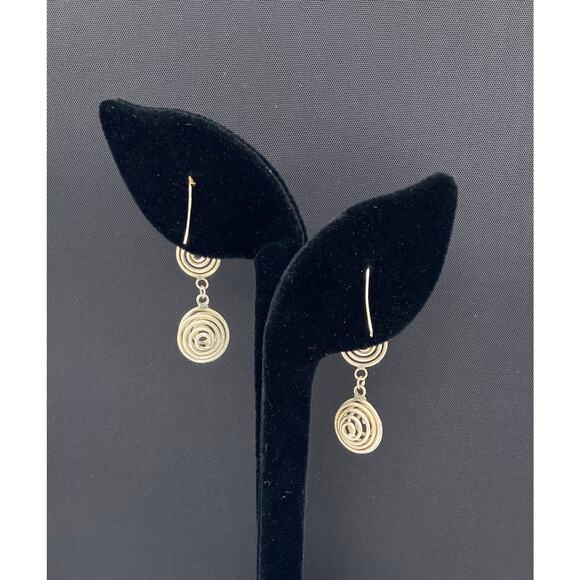 Sterling Silver Spiral Dangle Wire Earrings - Picture 2 of 11